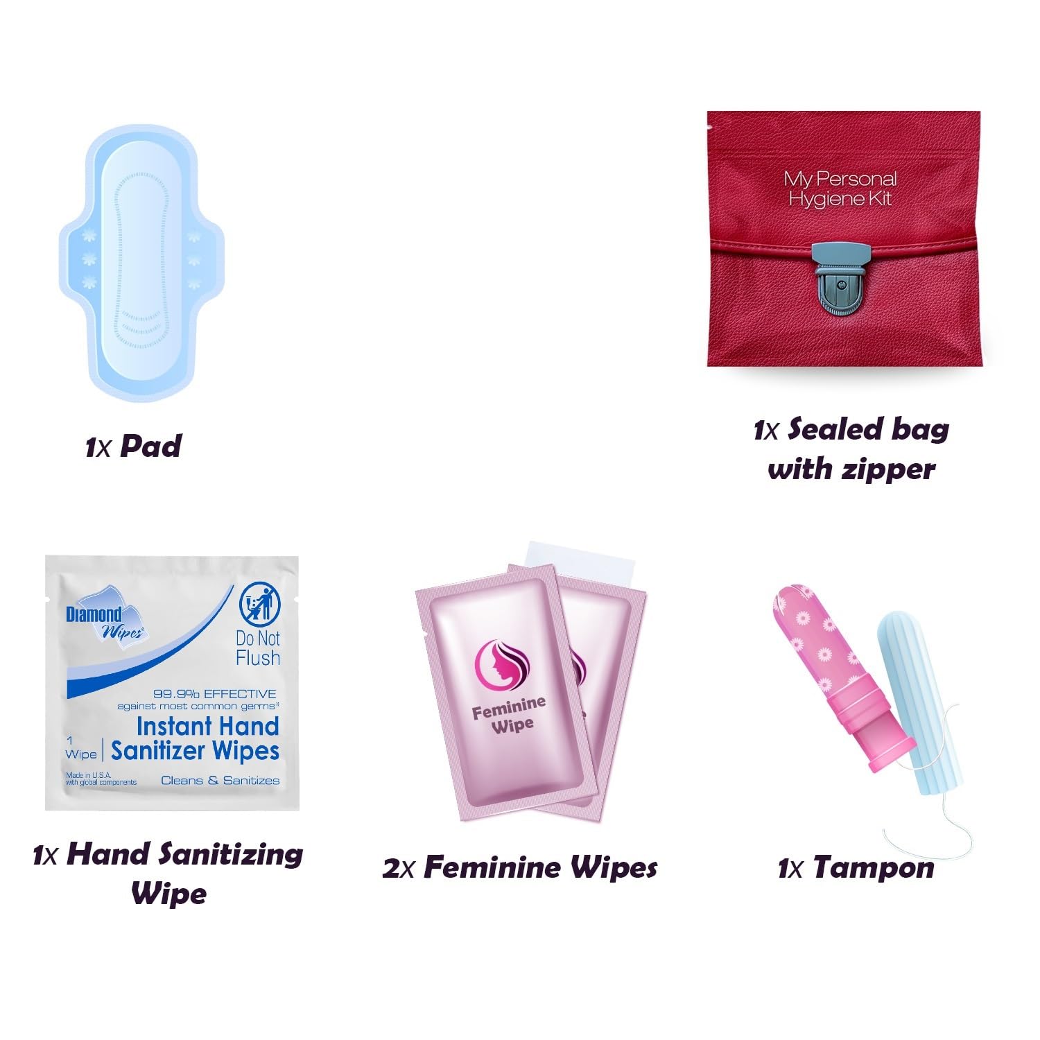 Tampon et serviette menstruelle inclus dans le kit pH Advantage.