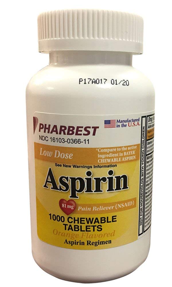PHARBEST Aspirine 81 mg à mâcher : bouteille visible et pratique pour les douleurs mineures