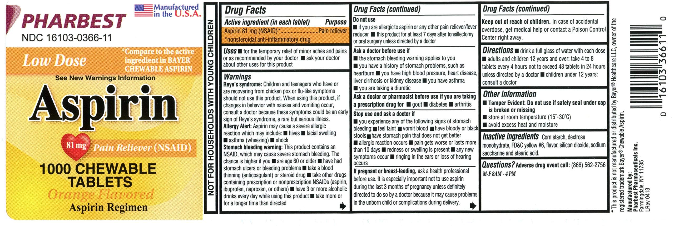 PHARBEST Aspirine 81 mg à mâcher : comprimés orange pour usages quotidiens