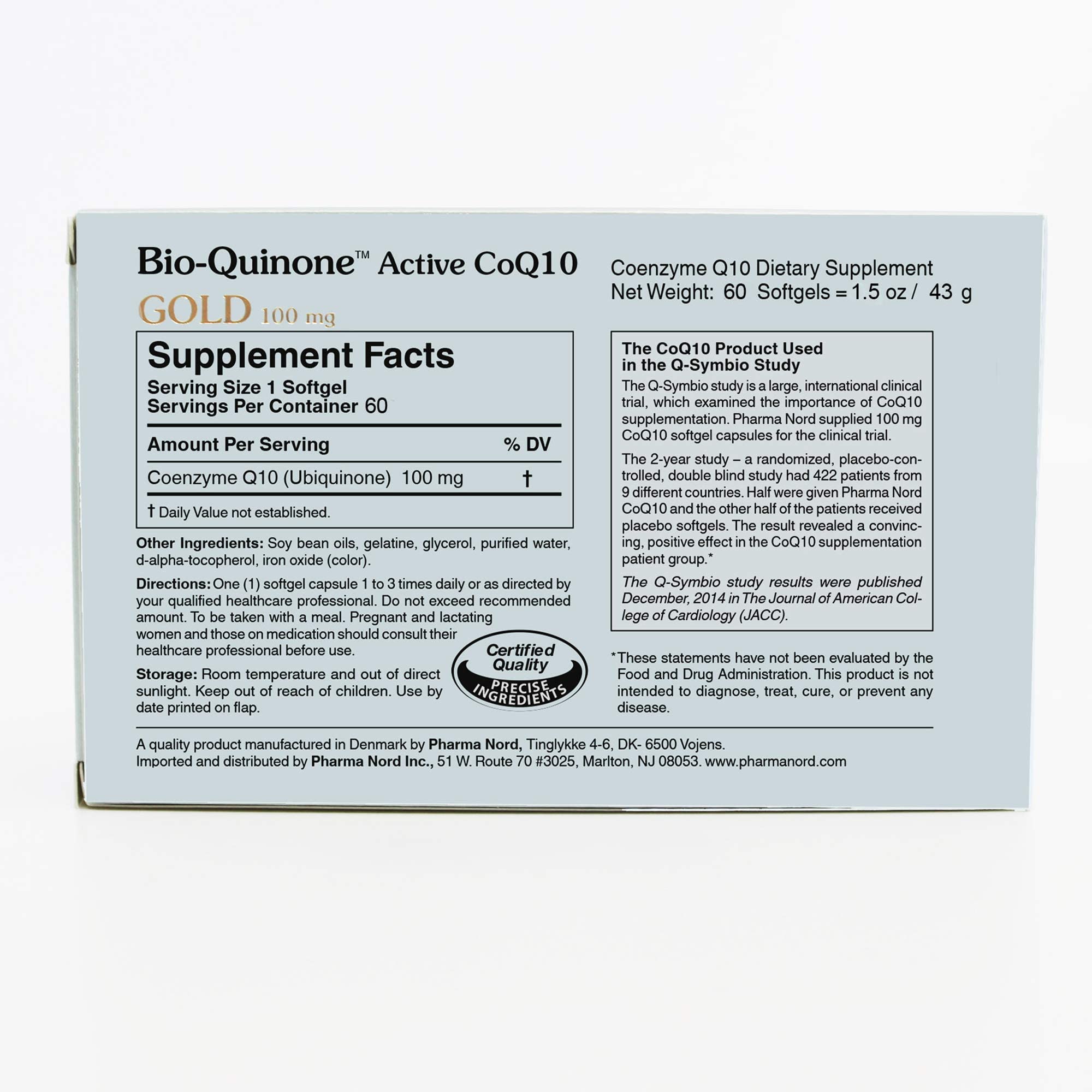 Bio-Quinone Gold, ingrédients sans OGM et qualité pharmaceutique.
