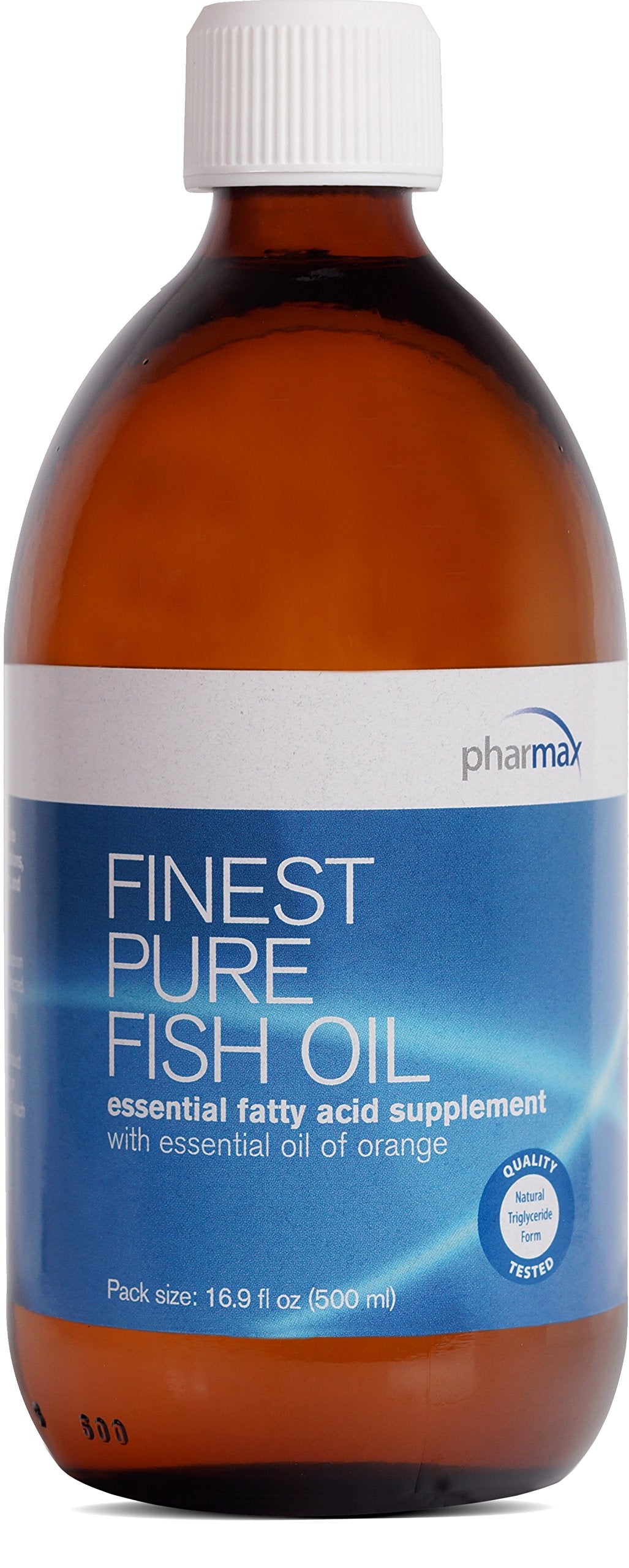 Pharmax Finest Pure Fish Oil en bouteille, soutien potentiel au développement visuel et cérébral des enfants.