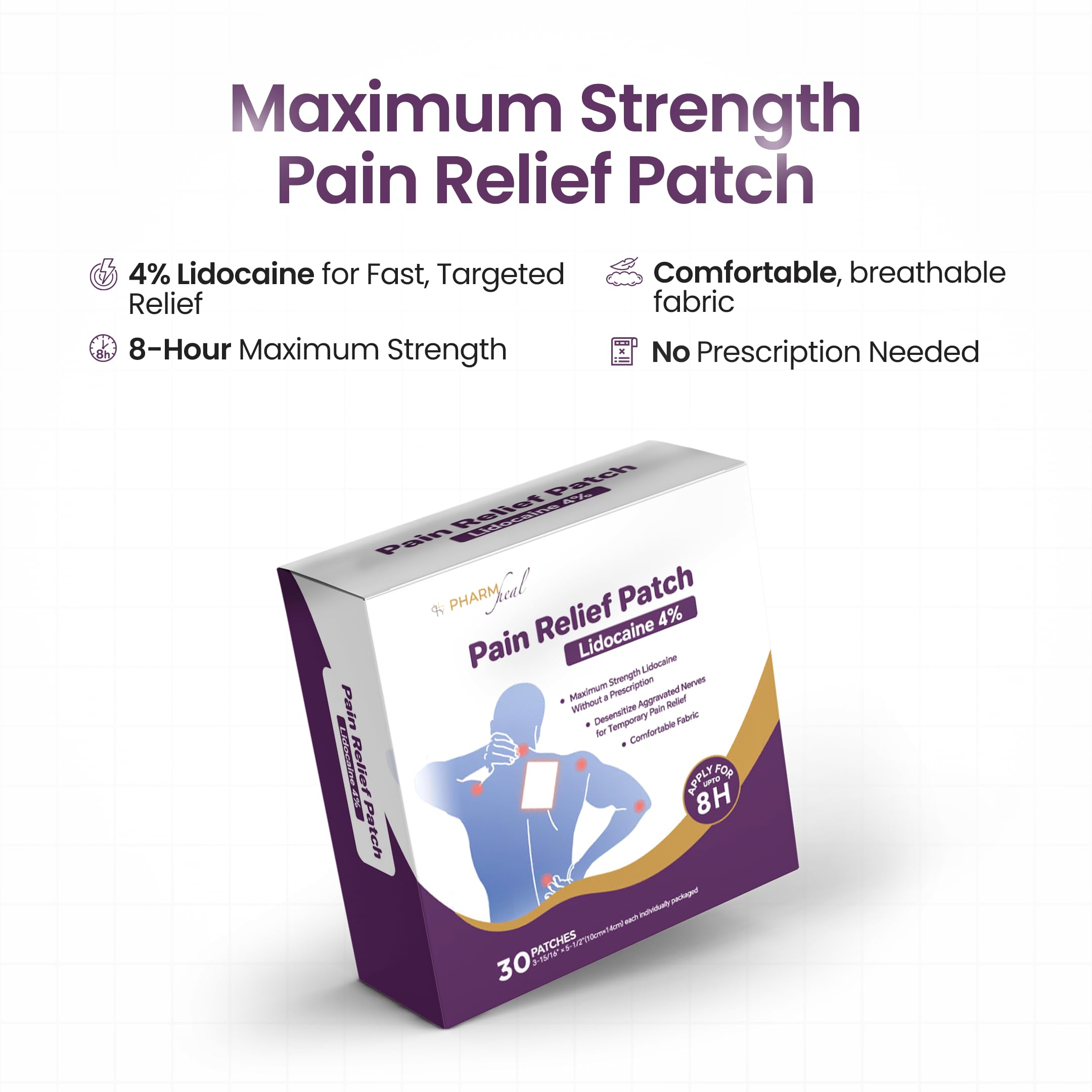Pharmheal Patch contenant 30 unités en emballage individuel.