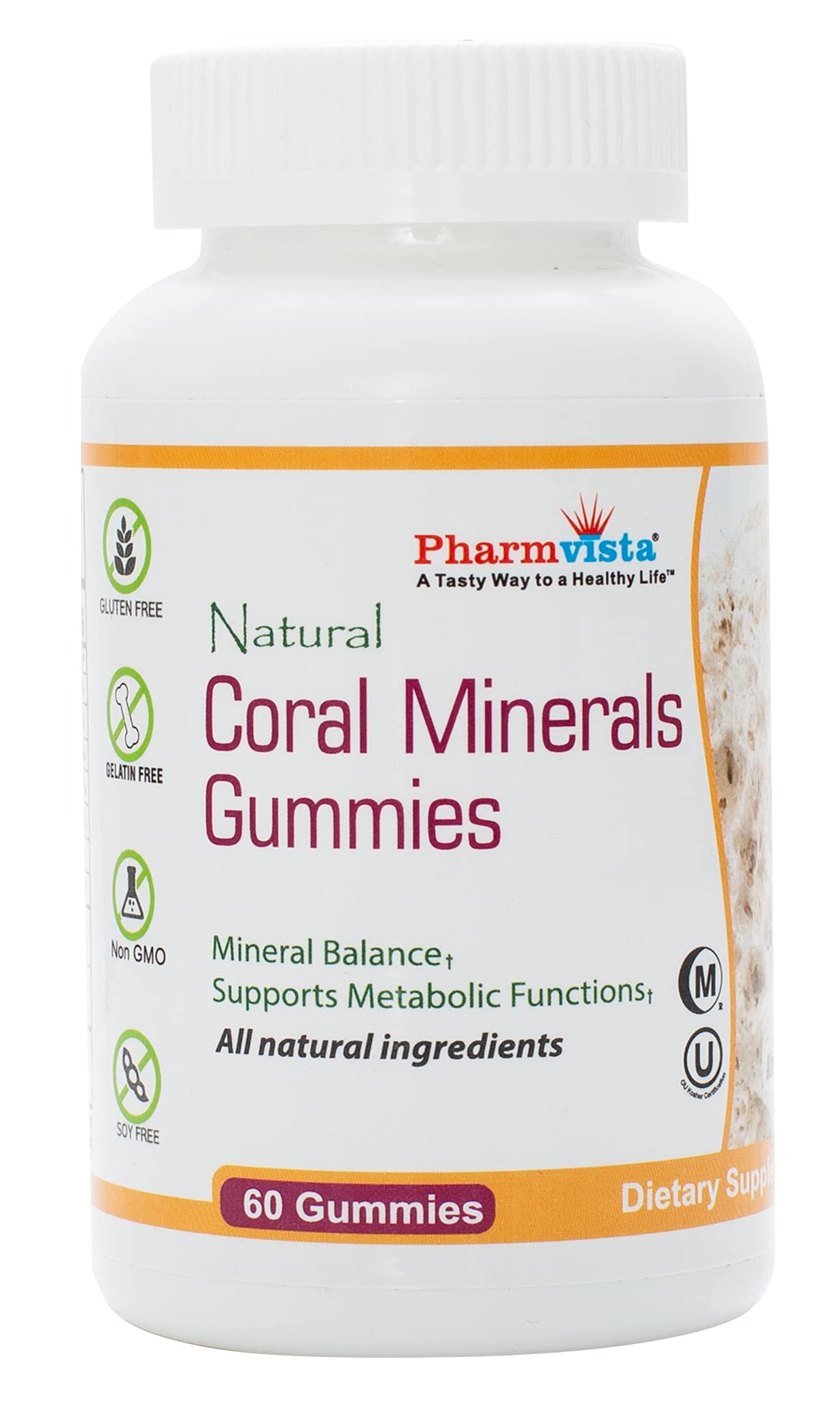 Gommes Pharmvista Calcium Coral dans une bouteille, pratique pour l'apport quotidien.
