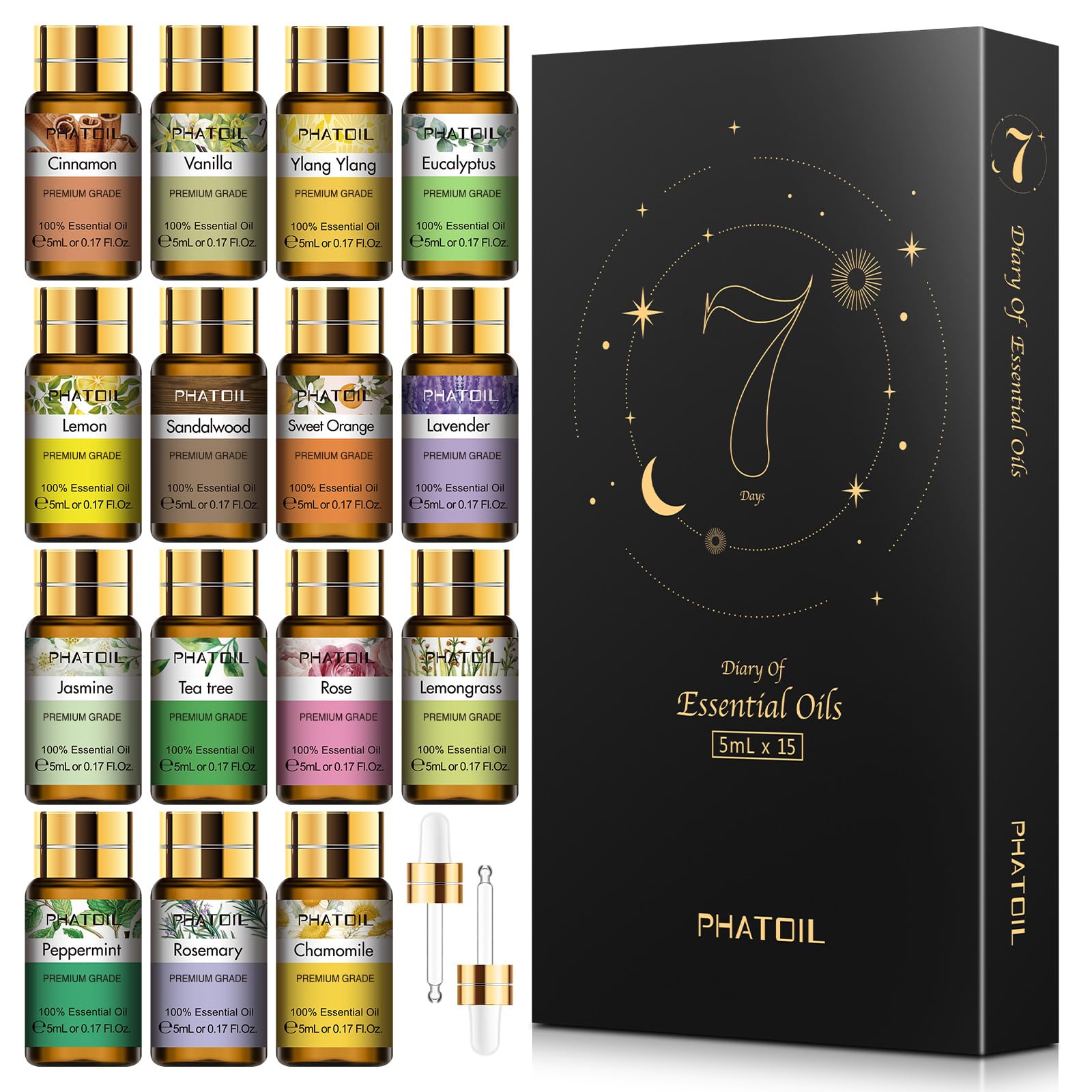 PHATOIL ensemble huiles essentielles 15 bouteilles coffret cadeau diffusion aromatique