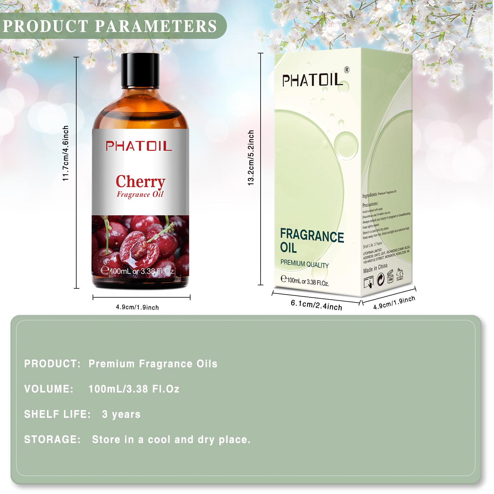 PHATOIL Huile cerise – Ambiance yoga relaxante pour aider à la concentration.