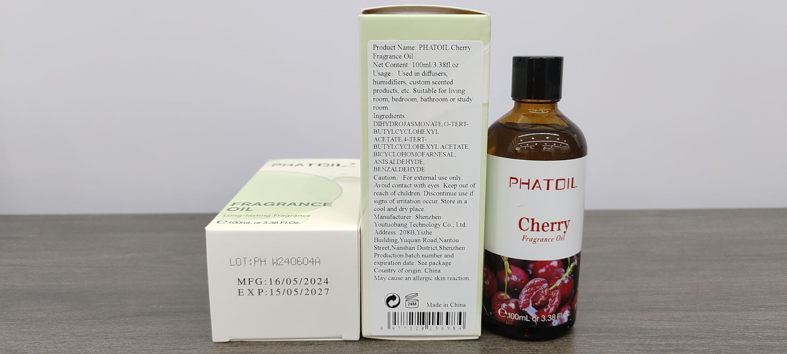 PHATOIL Huile cerise – Idée cadeau parfumée pour anniversaires et fêtes.