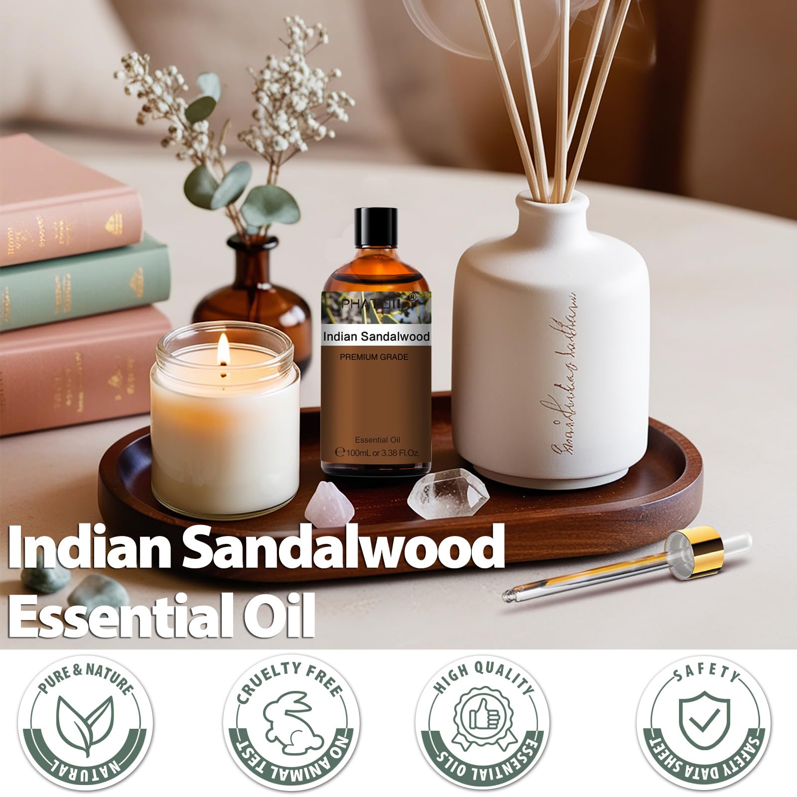 PHATOIL huile essentielle santal indien — massage corps avec dilution adaptée