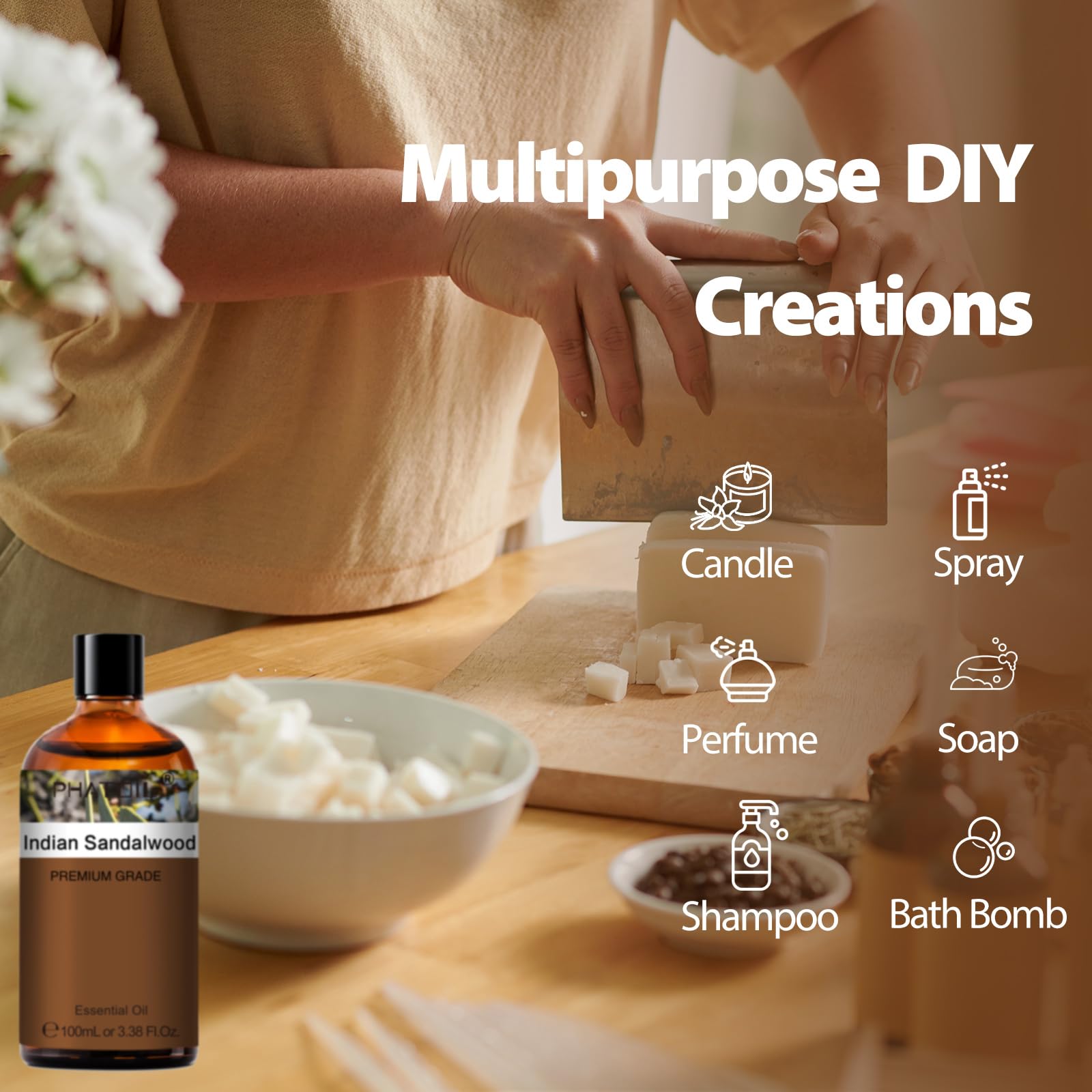 PHATOIL huile essentielle santal indien — mélanges DIY pour soins et parfums