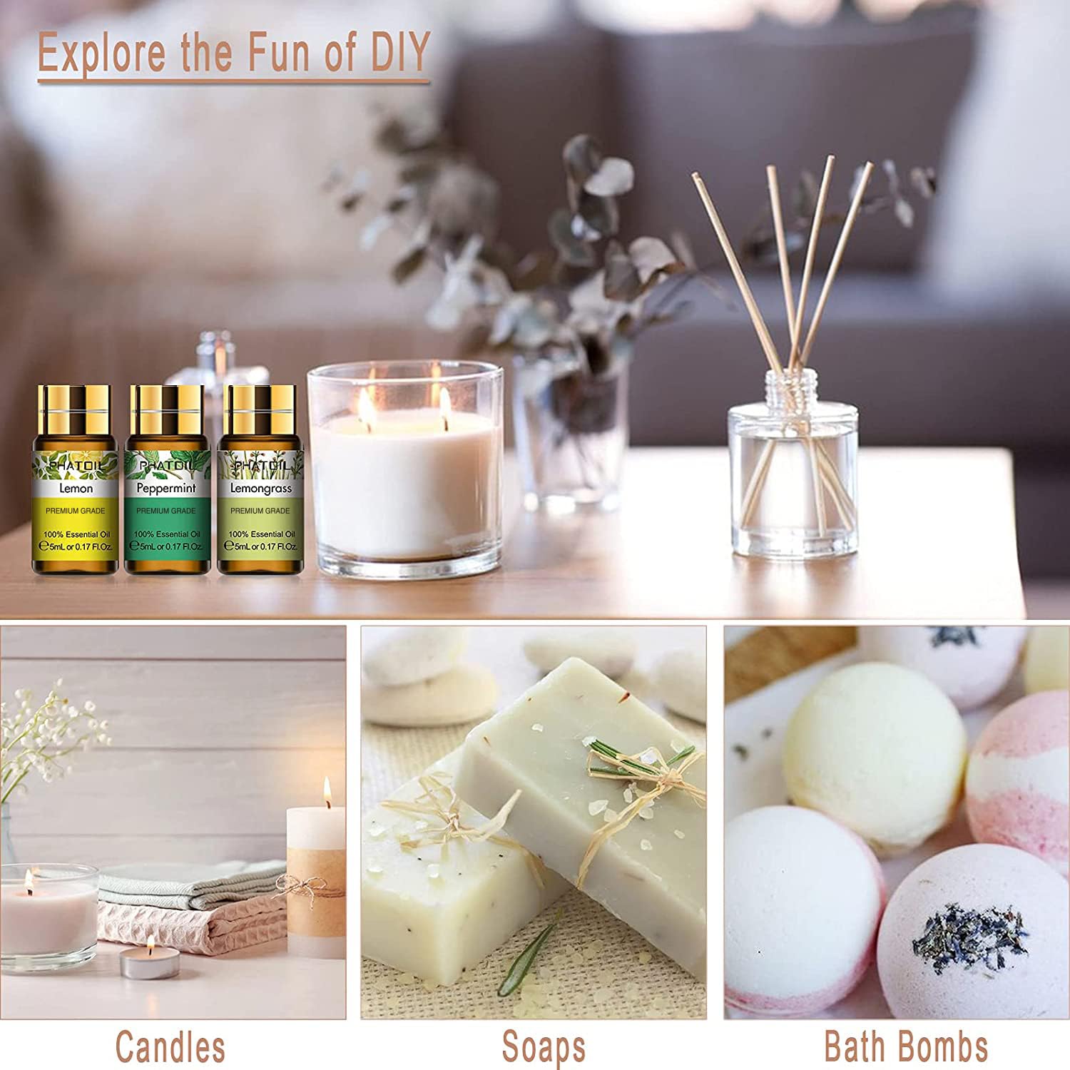 PHATOIL huile essentielle vanille douce parfum chaleureux pour bougies et diffusion