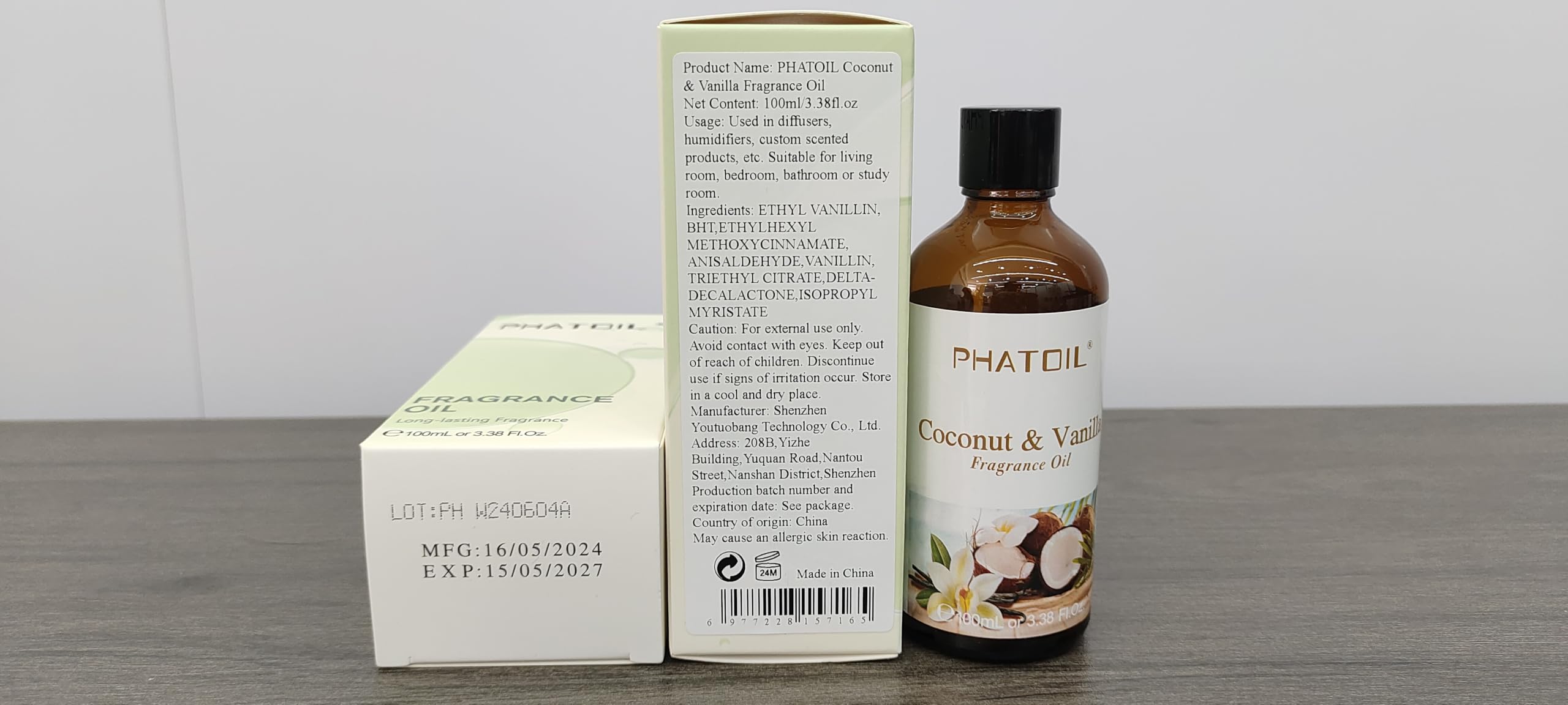 PHATOIL Coco Vanille – Emballage écologique prêt à offrir.