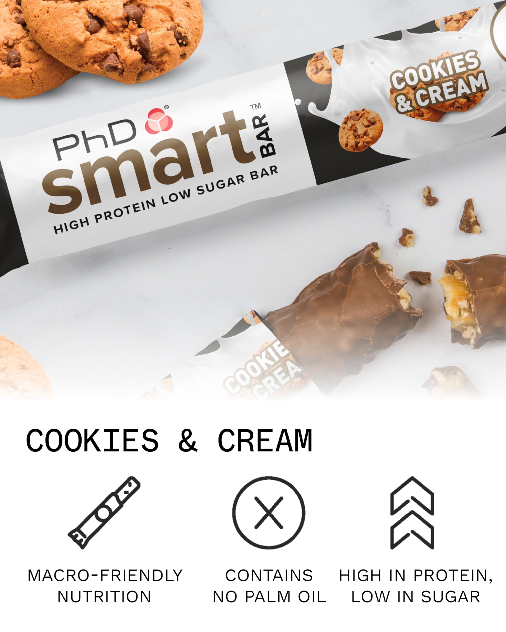 PhD Smart Bar caramel collant, sensation sucrée sans compromis nutritionnel.