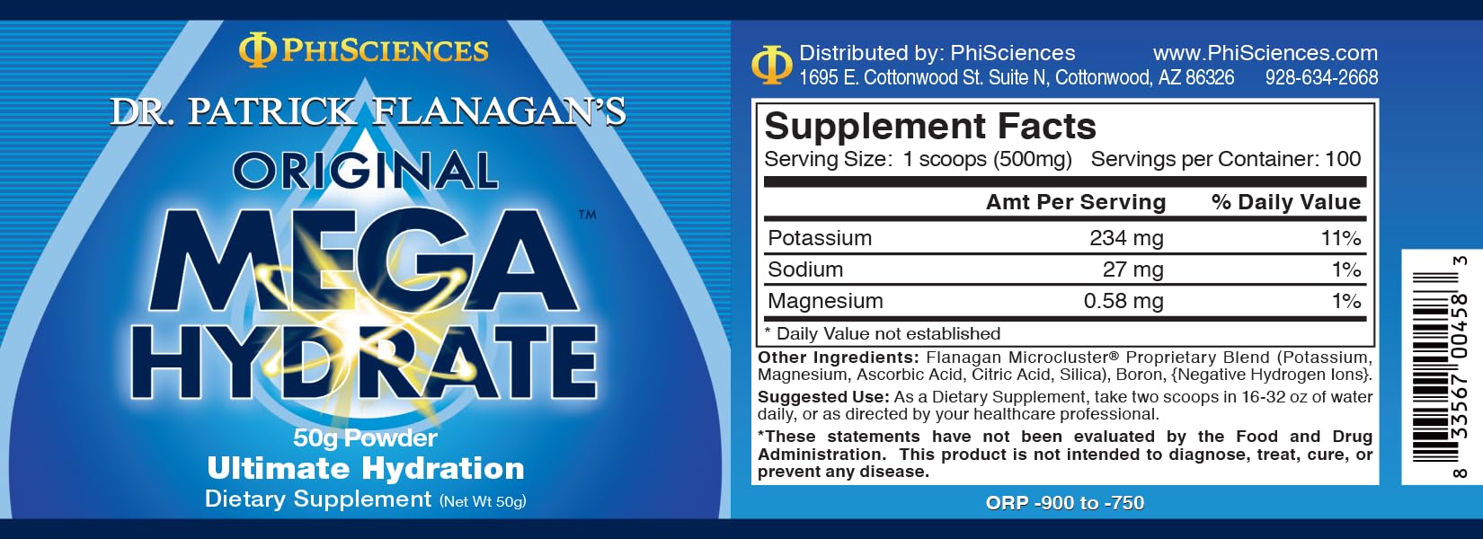 Détail poudre Mega Hydrate Phi Sciences, grain fin pour dissolution rapide.