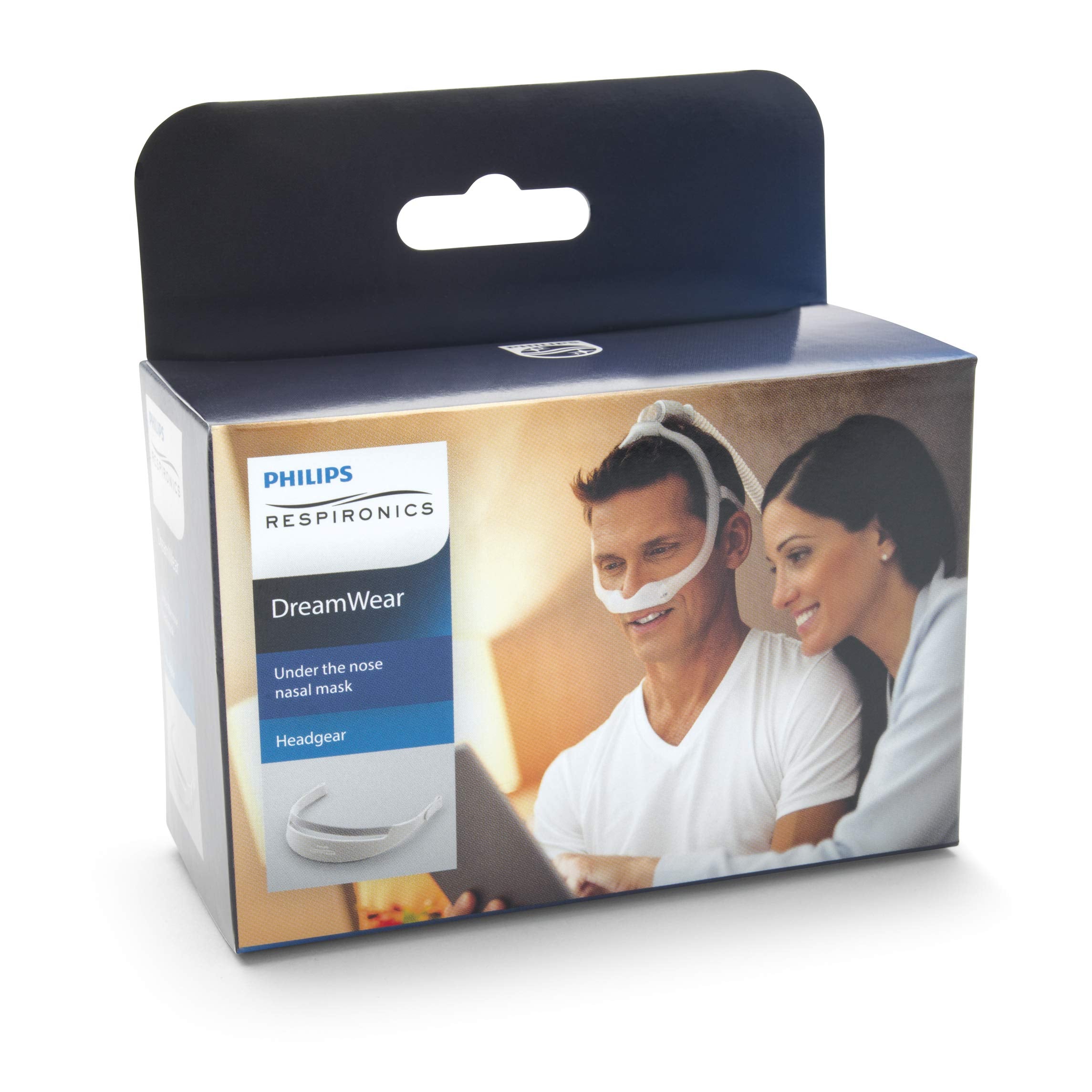 Harnais DreamWear de Philips pour masque coussin nasal, ajustement modulable et hygiène facile.