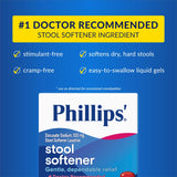 Étiquette Phillips' montrant le docusate sodium, ingrédient émollient
