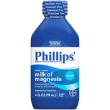 Étiquette claire indiquant la formule sans stimulant de Phillips’ Lait de Magnésie.