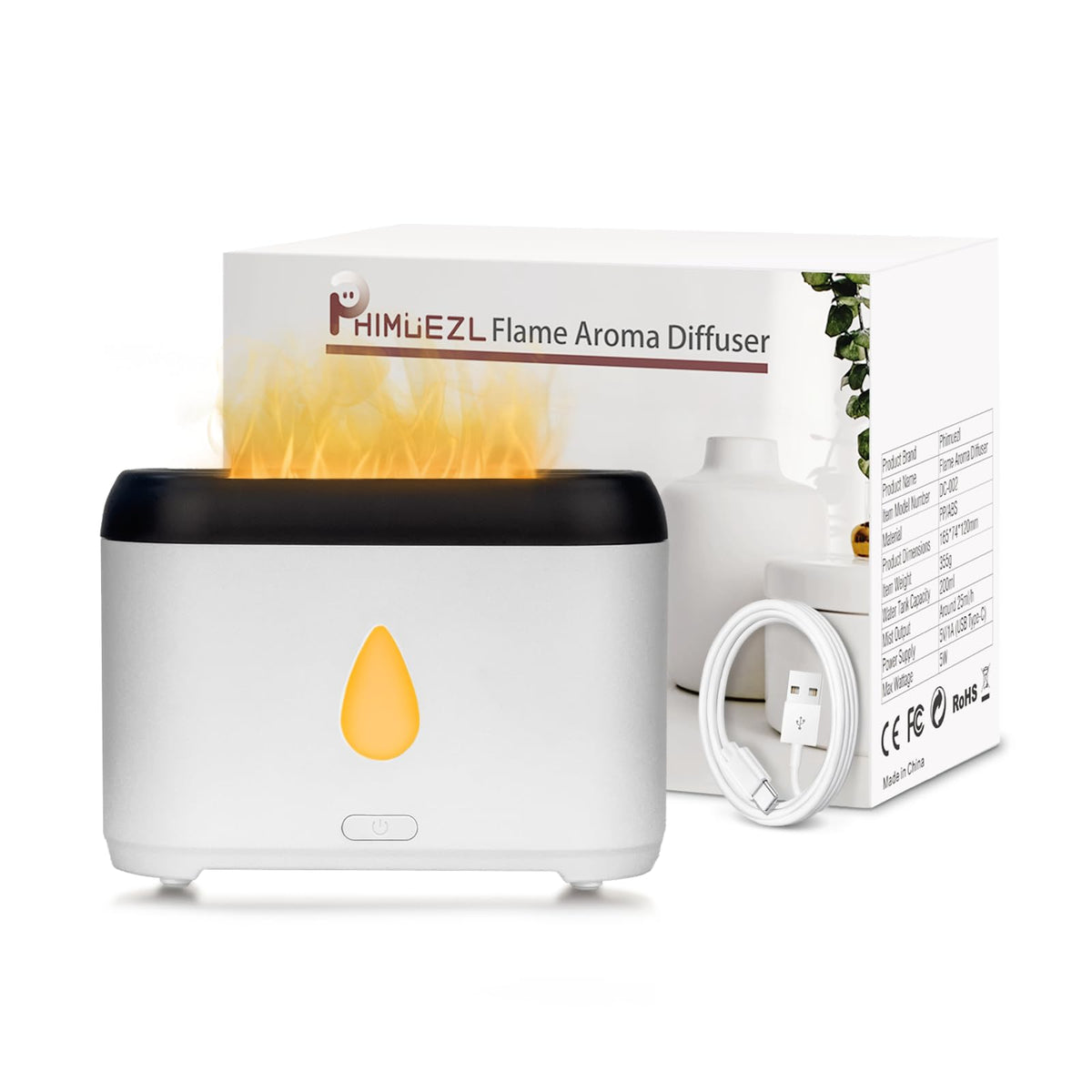 Phimuezl diffuseur-flamme 200ml design moderne pour une ambiance chaleureuse.