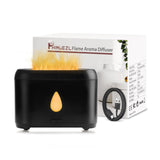 Phimuezl diffuseur-flamme vue avant noir, ambiance chaleureuse et aromathérapie douce.