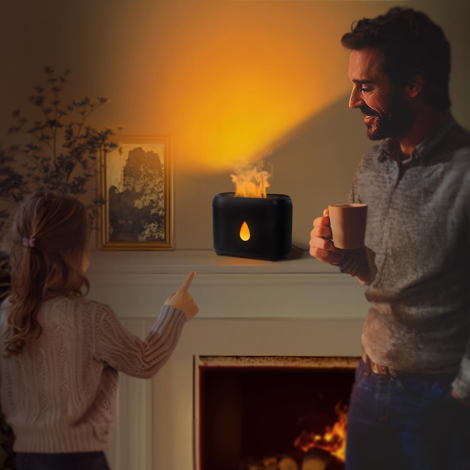 Phimuezl diffuseur-flamme avec effet lumière réaliste pour relaxation nocturne.