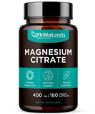 PhiNaturals Magnésium citrate 400 mg — bouteille prête pour une prise quotidienne pratique