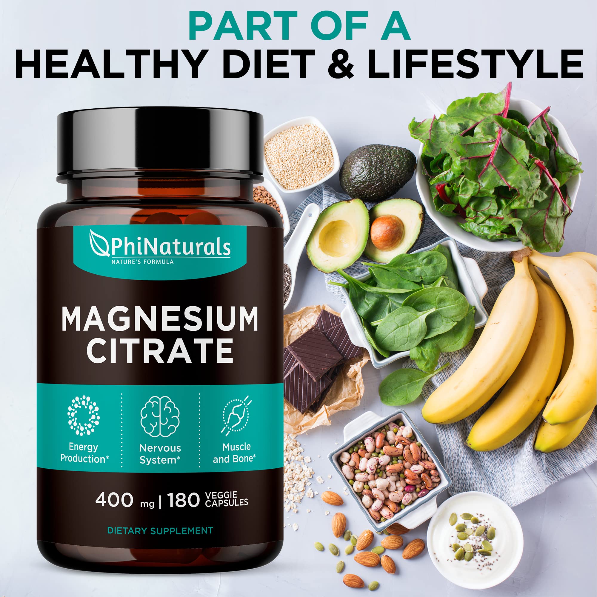 PhiNaturals prise quotidienne Magnesium citrate — soutien potentiel pour l'équilibre