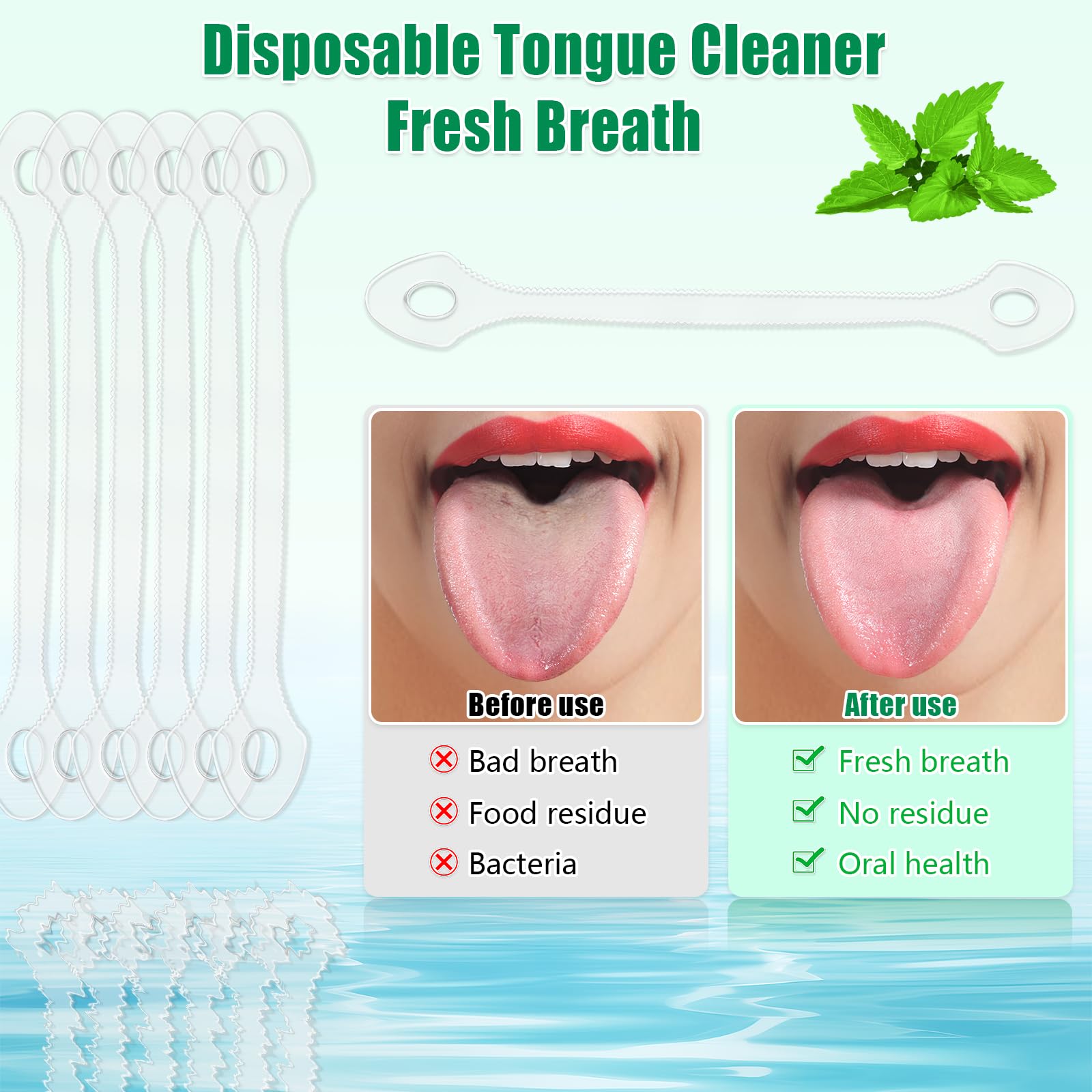 Phoncoo gratte-langue double-face lisse et dentée pour un nettoyage en douceur.