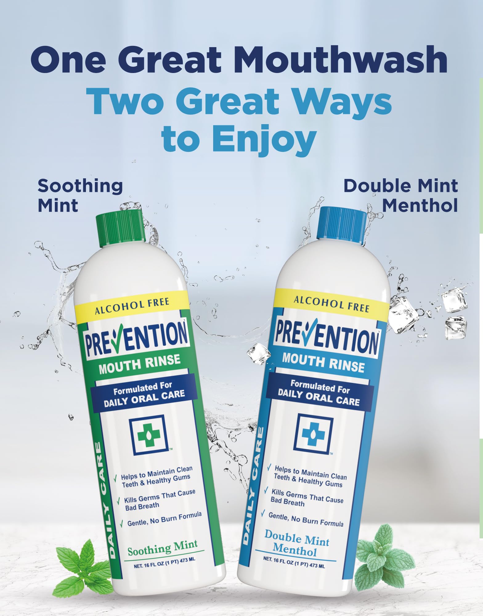 PHS Brands Prevention Daily Care Mouthwash, bouteille menthe forte, sensation de bouche rafraîchie