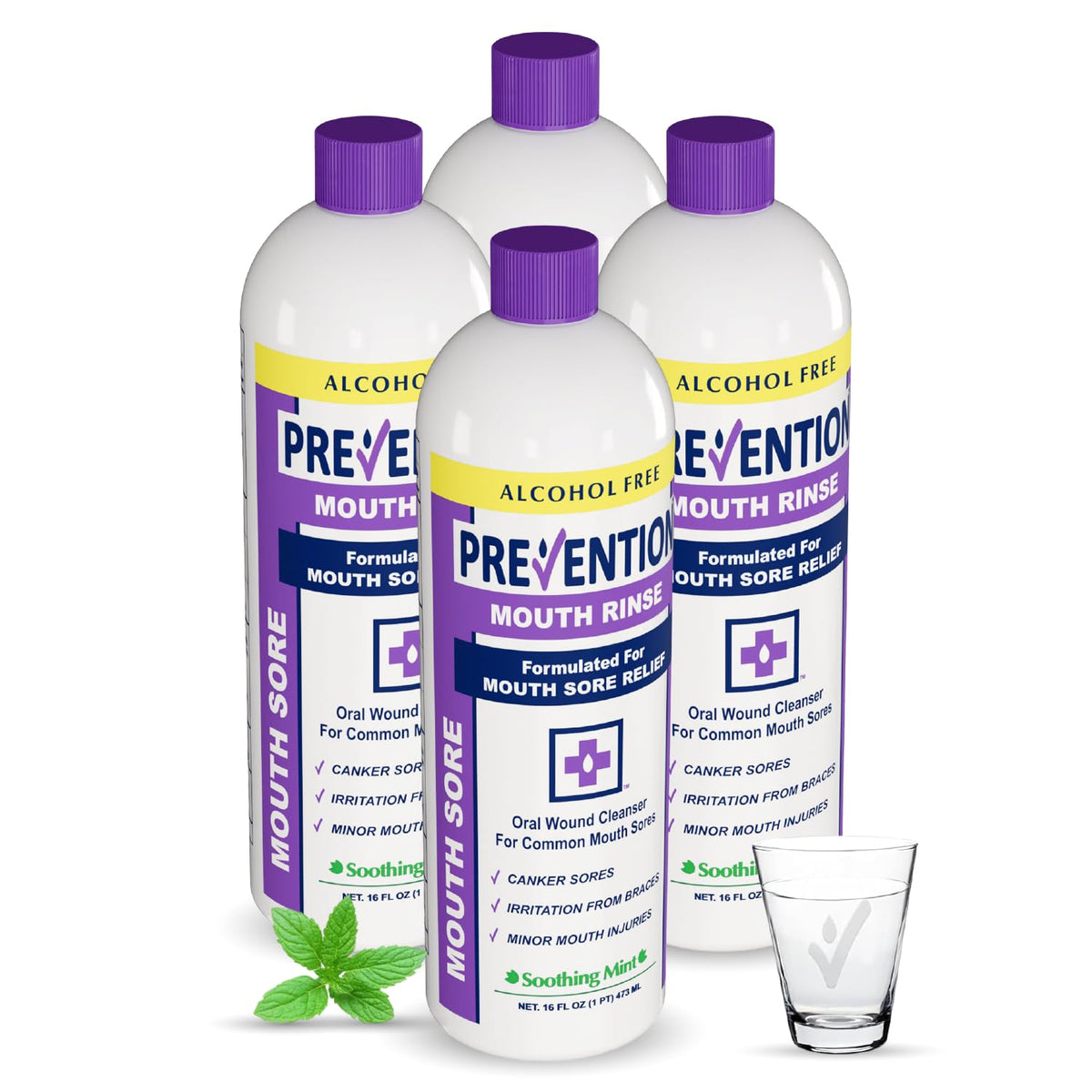 Rinçage buccal PHS Brands – bouteille affichant le label, soulage les irritations