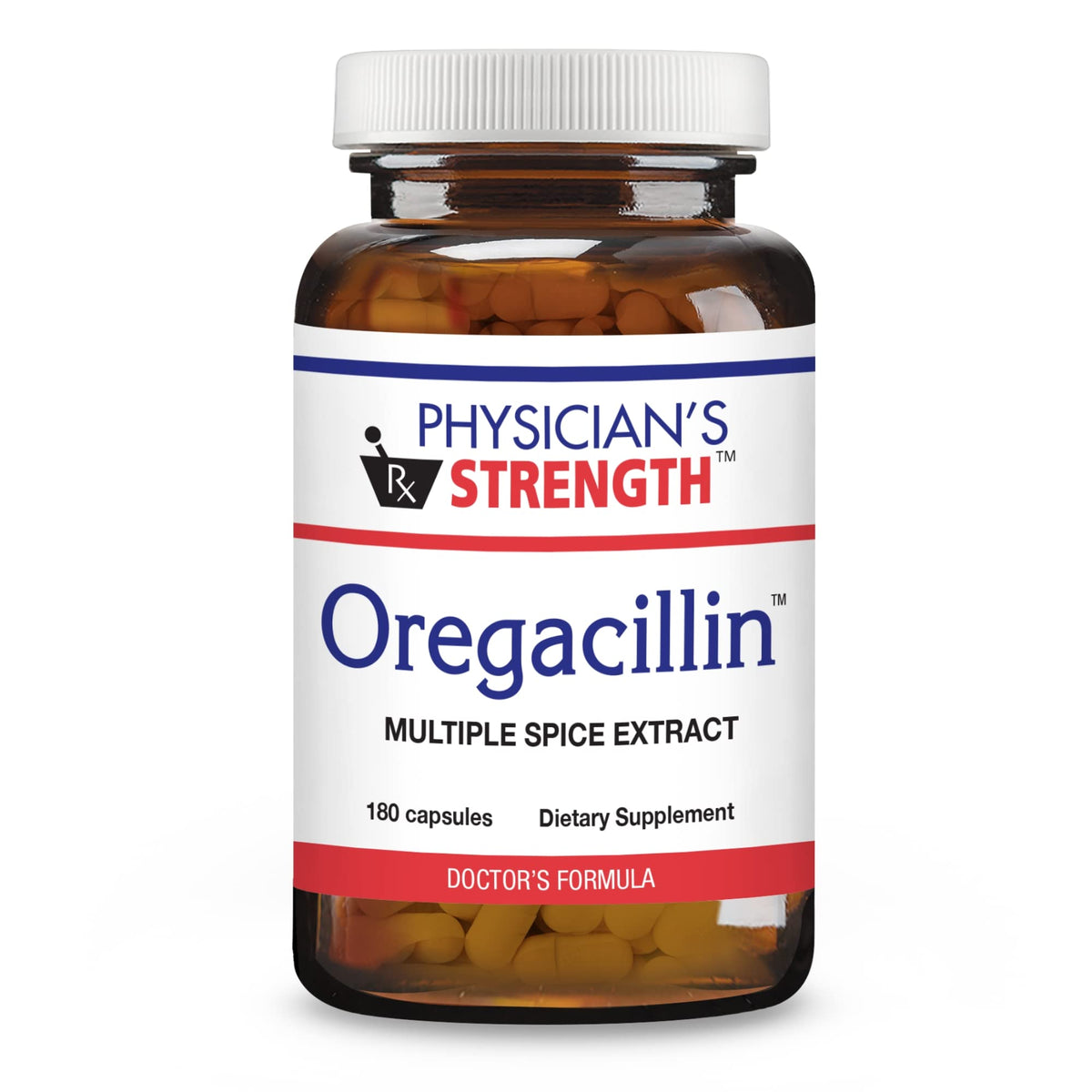 Physician's Strength Oregacillin – bouteille de 180 capsules, pratique pour une routine quotidienne.