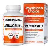 Ashwagandha en poudre biologique Physician's CHOICE, soutien naturel à l'énergie et au bien-être.