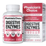 Physician's CHOICE Digestive Enzymes – bouteille affichant l'emballage, soutien après repas.