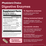 Physician's CHOICE Digestive Enzymes – utilisation quotidienne et fabrication aux États-Unis avec contrôle qualité.