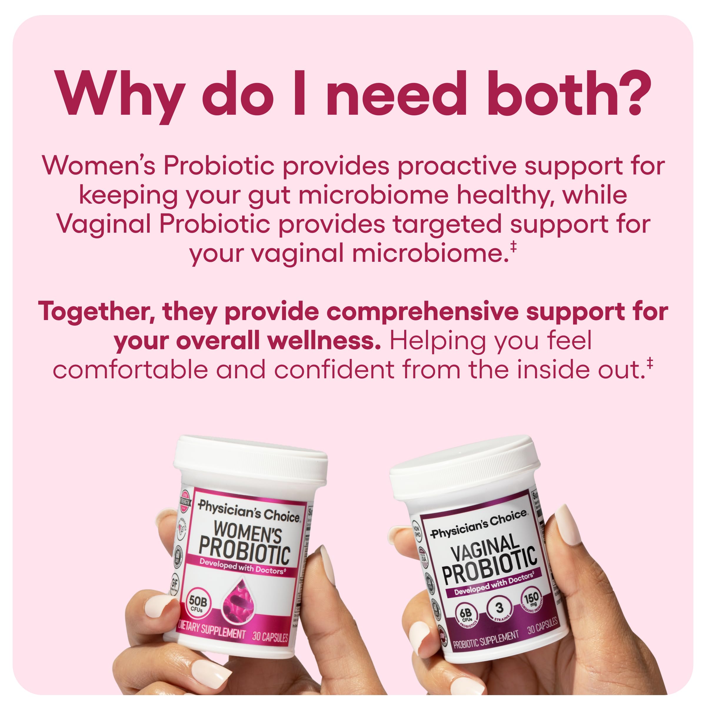 Physician's CHOICE Probiotique Femmes, bouteille pratique pour santé digestive féminine.