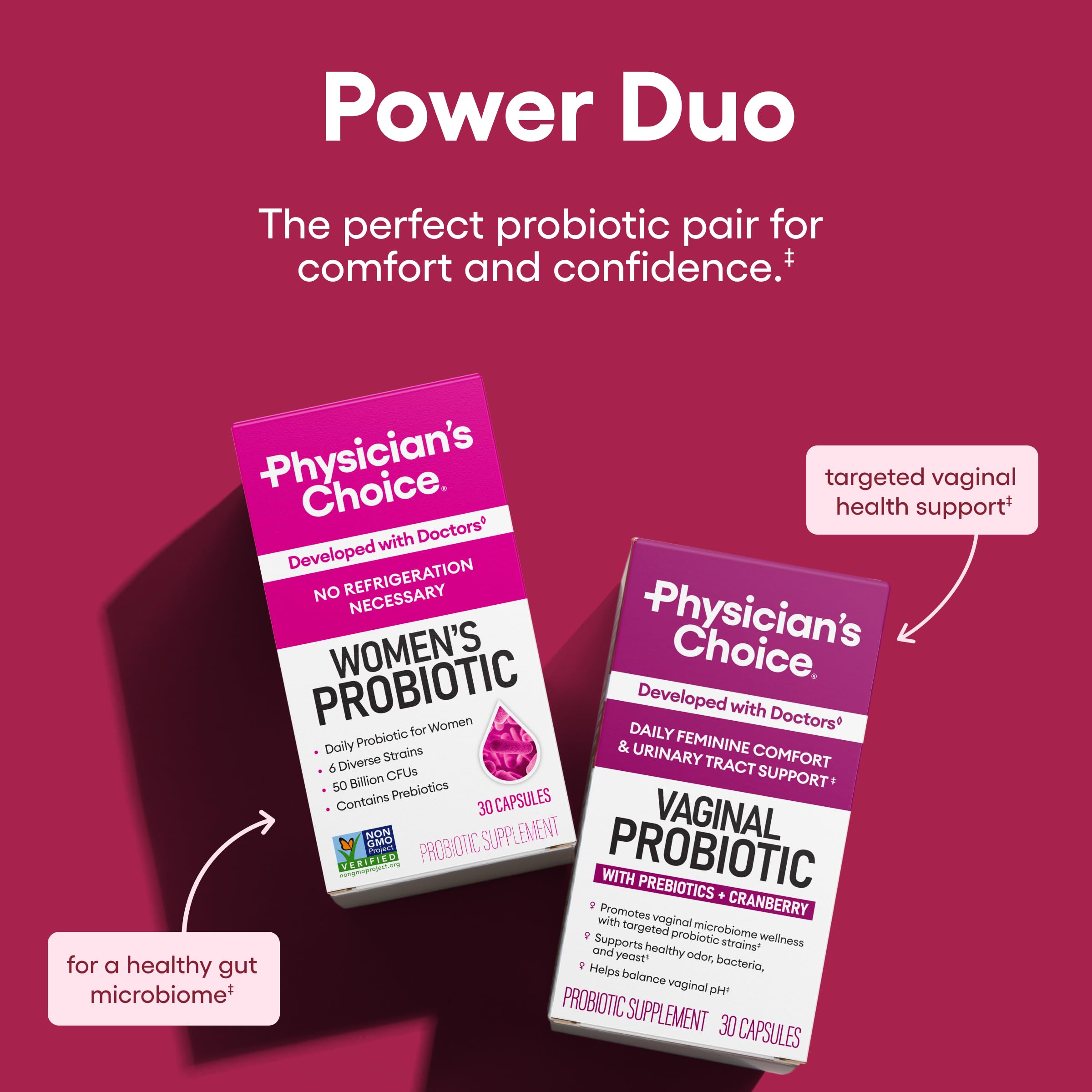 Physician's CHOICE Probiotique Vaginal, bouteille prête à l'usage pour bien-être intime.