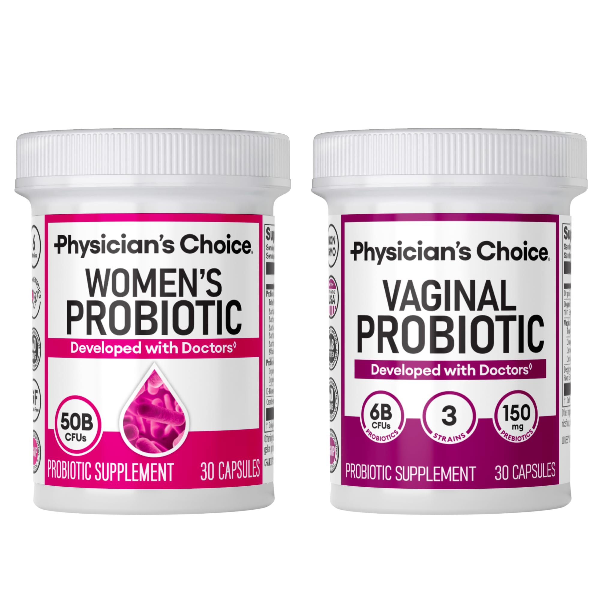 Physician's CHOICE duo féminin, emballage clair favorisant l'équilibre intime potentiel.
