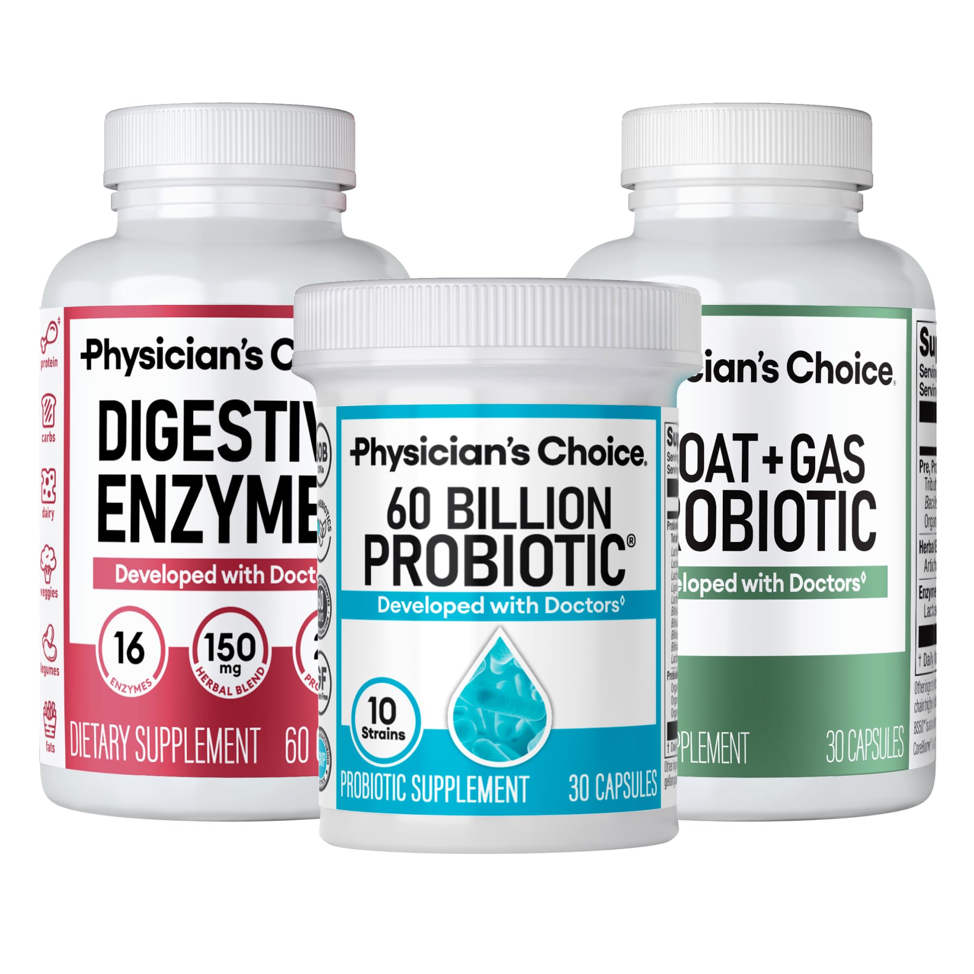 Gut Guardian de Physician's CHOICE, flacon, soutien quotidien pour la digestion et le confort.
