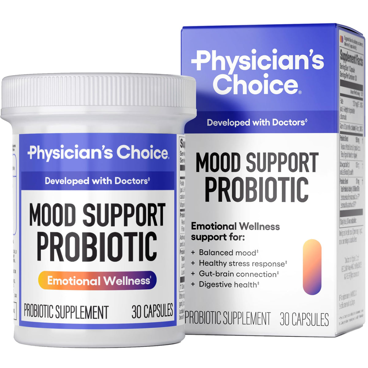 Mood Probiotic Physician's Choice – bouteille avec soutien potentiel à l'humeur.