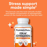 Physician's CHOICE KSM-66 Ashwagandha, emballage bio et standardisation fiable.