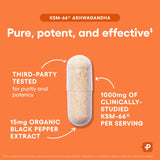 Physician's CHOICE KSM-66, capsules véganes faciles à prendre.