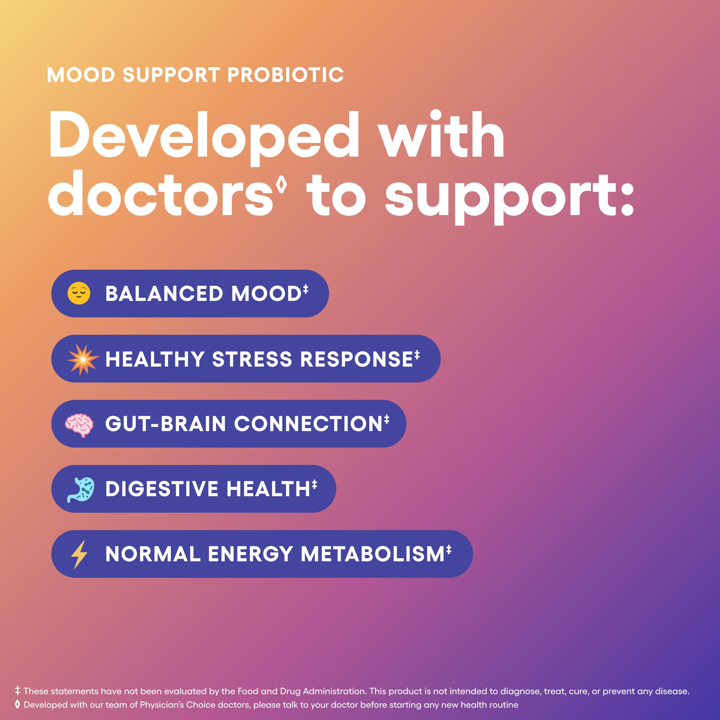 Mood Probiotic Physician's Choice – prébiotiques nourrissant le système digestif.