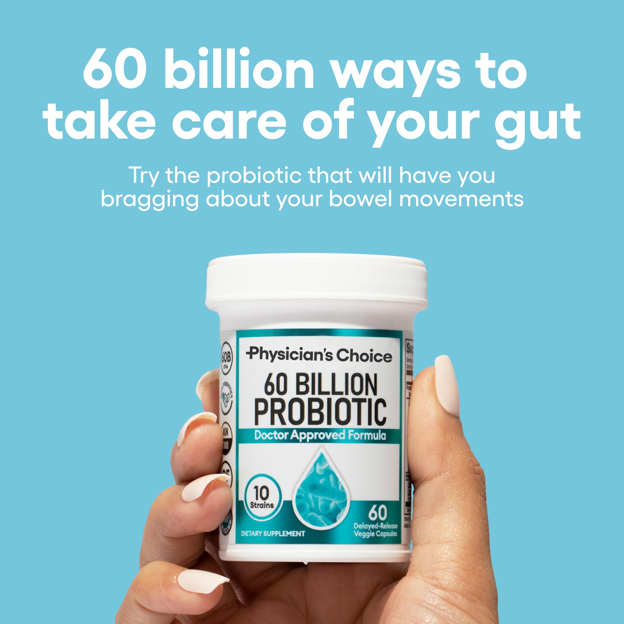 Physician's CHOICE Probiotics: capsules résistantes à l'acide favorisent l'arrivée dans l'intestin.