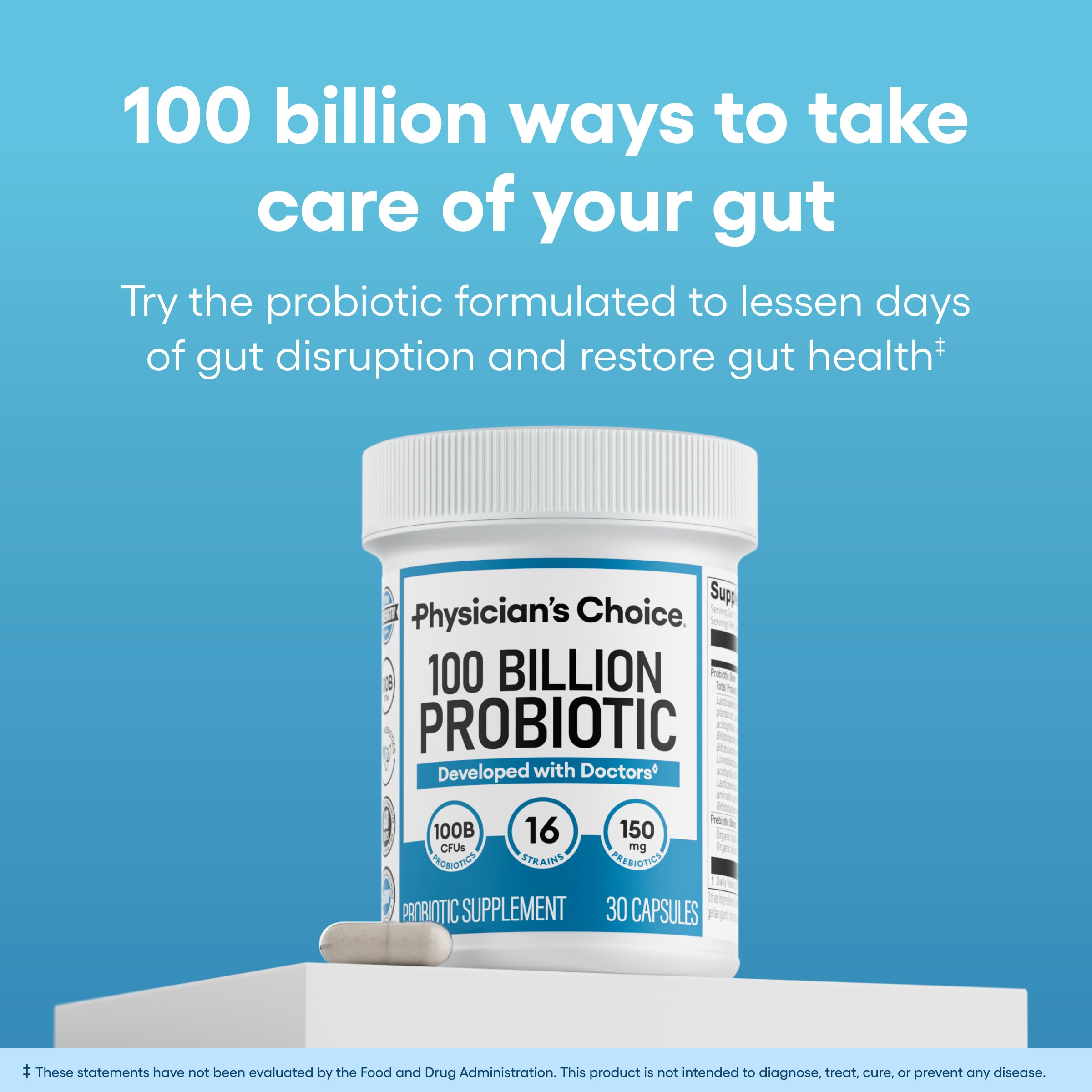 Physician's CHOICE Probiotiques 16 souches, mélange bénéfique pour le microbiome.