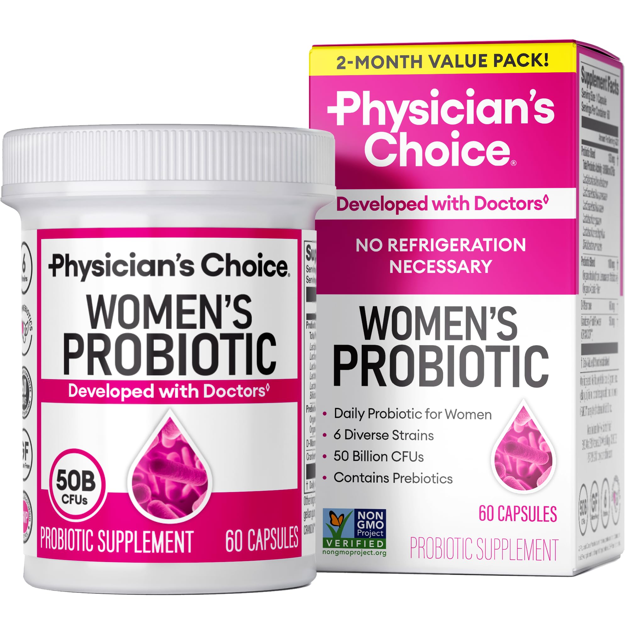 Physician's Choice Probiotiques – Bouteille pratique pour l'équilibre féminin et digestif.