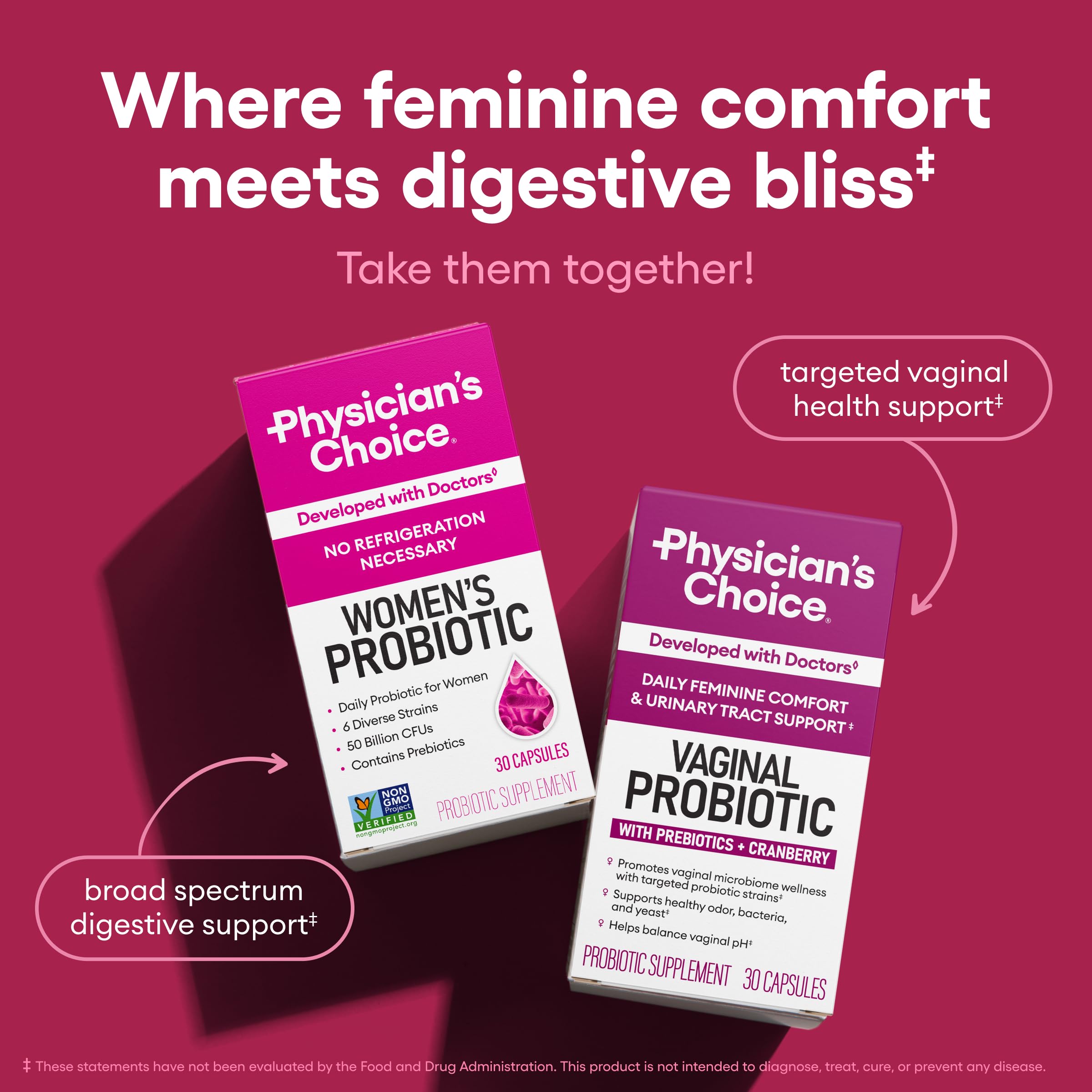 Physician's CHOICE Probiotiques pour Femmes: prébiotiques organiques nourrissent les bonnes bactéries.