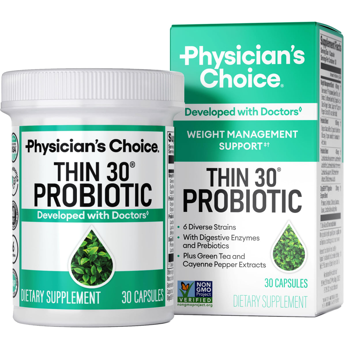 Physician's CHOICE Probiotiques – bouteille montrant le flacon pour soutenir la gestion du poids au quotidien