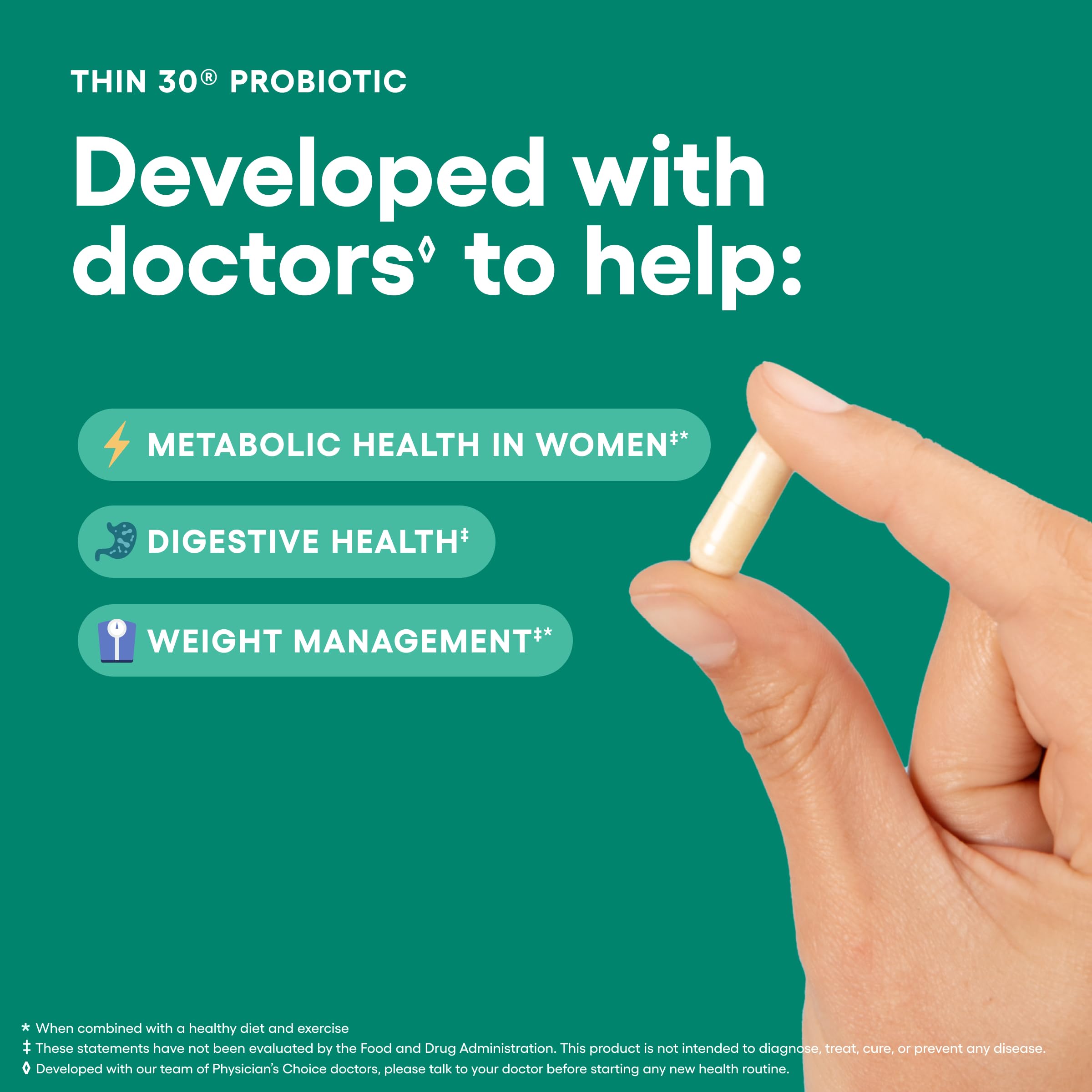 Physician's CHOICE Probiotiques: versement facile des capsules pour usage quotidien.