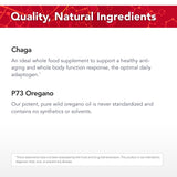 Physician's Strength Chag-Immune: ingrédients clés, chaga sauvage, origan sauvage et cannelle.