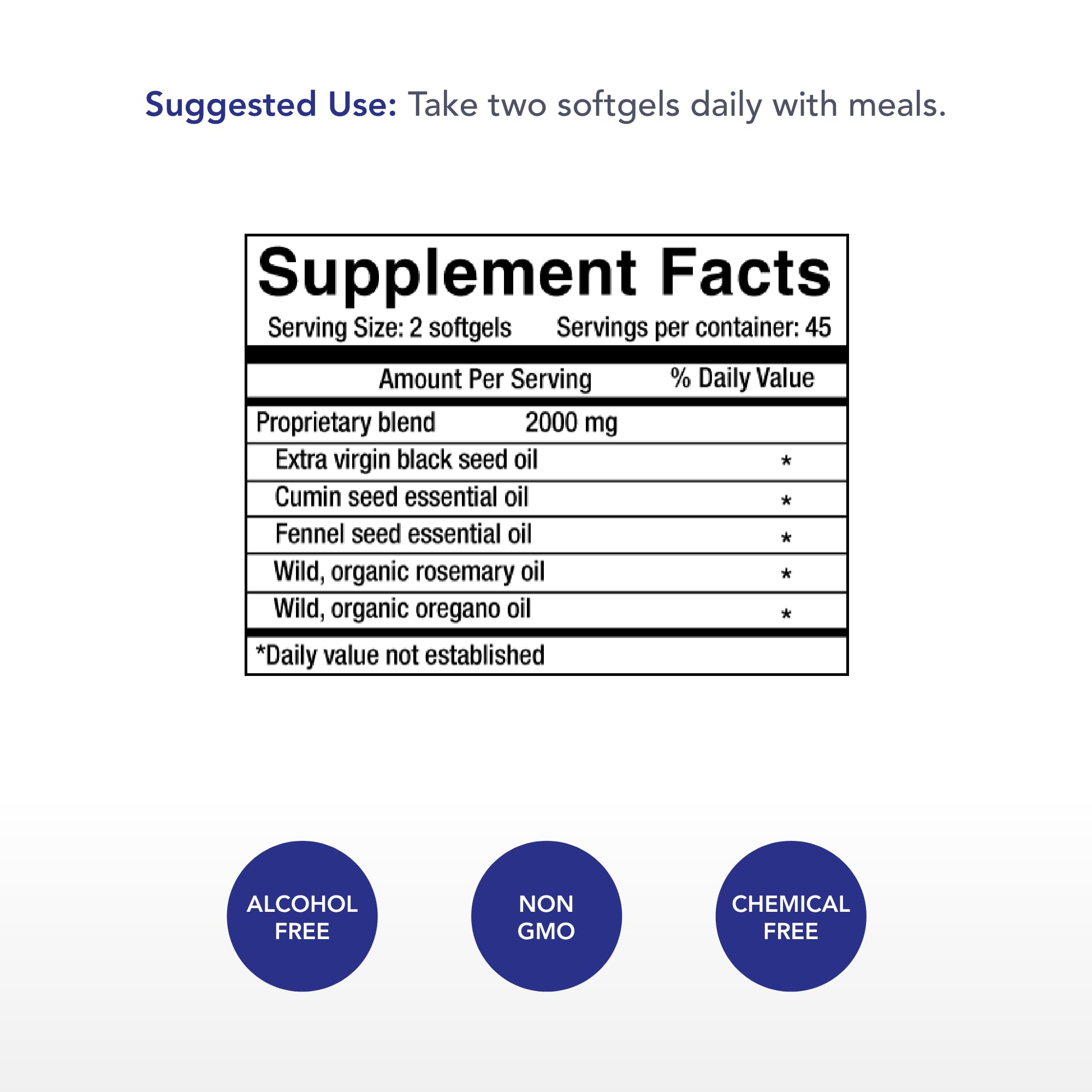 Physician's Strength gélules nigelle – capsules noires, usage quotidien suggéré avec repas