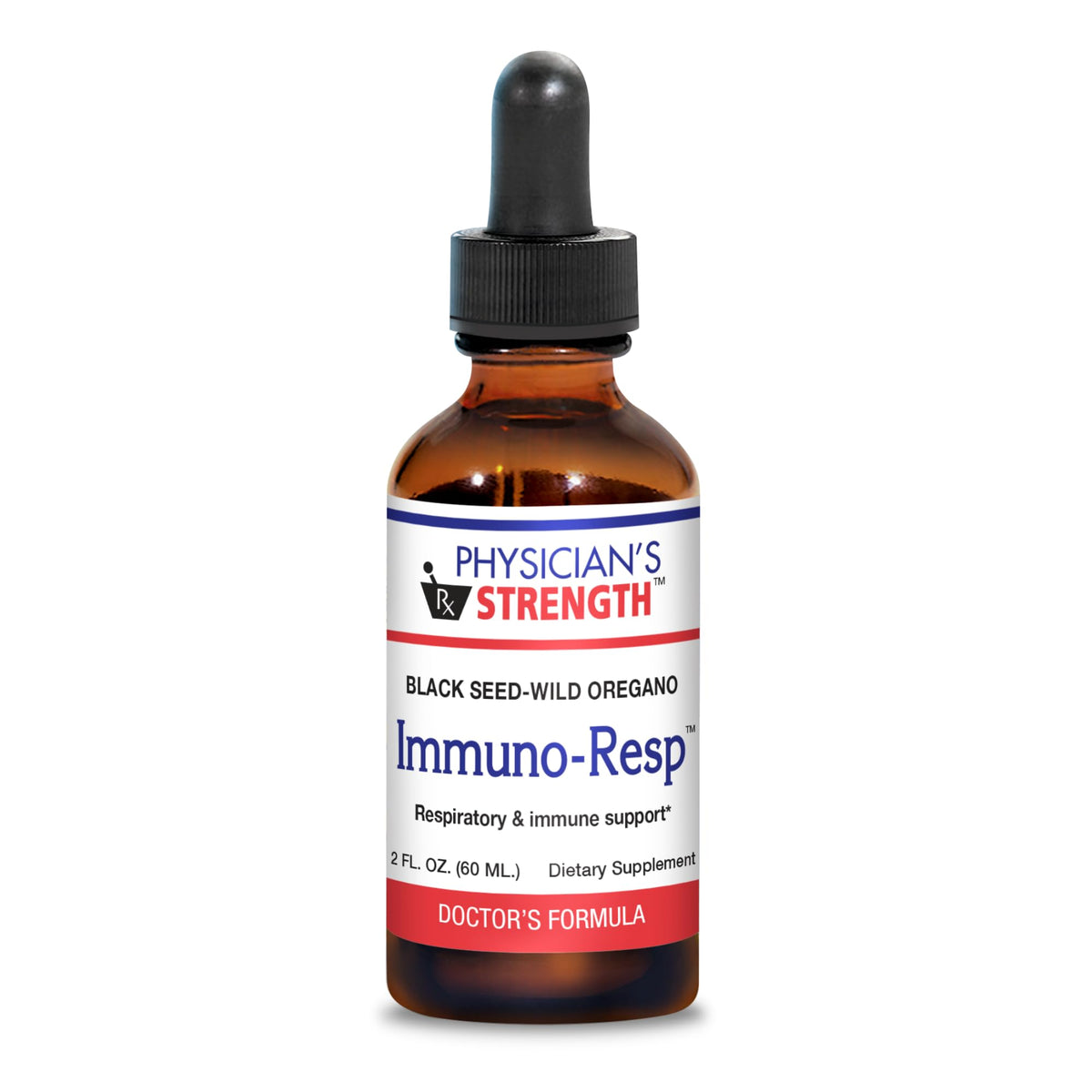 Physician's Strength Immuno-Resp: flacon avec pipette pour un soutien respiratoire potentiel.