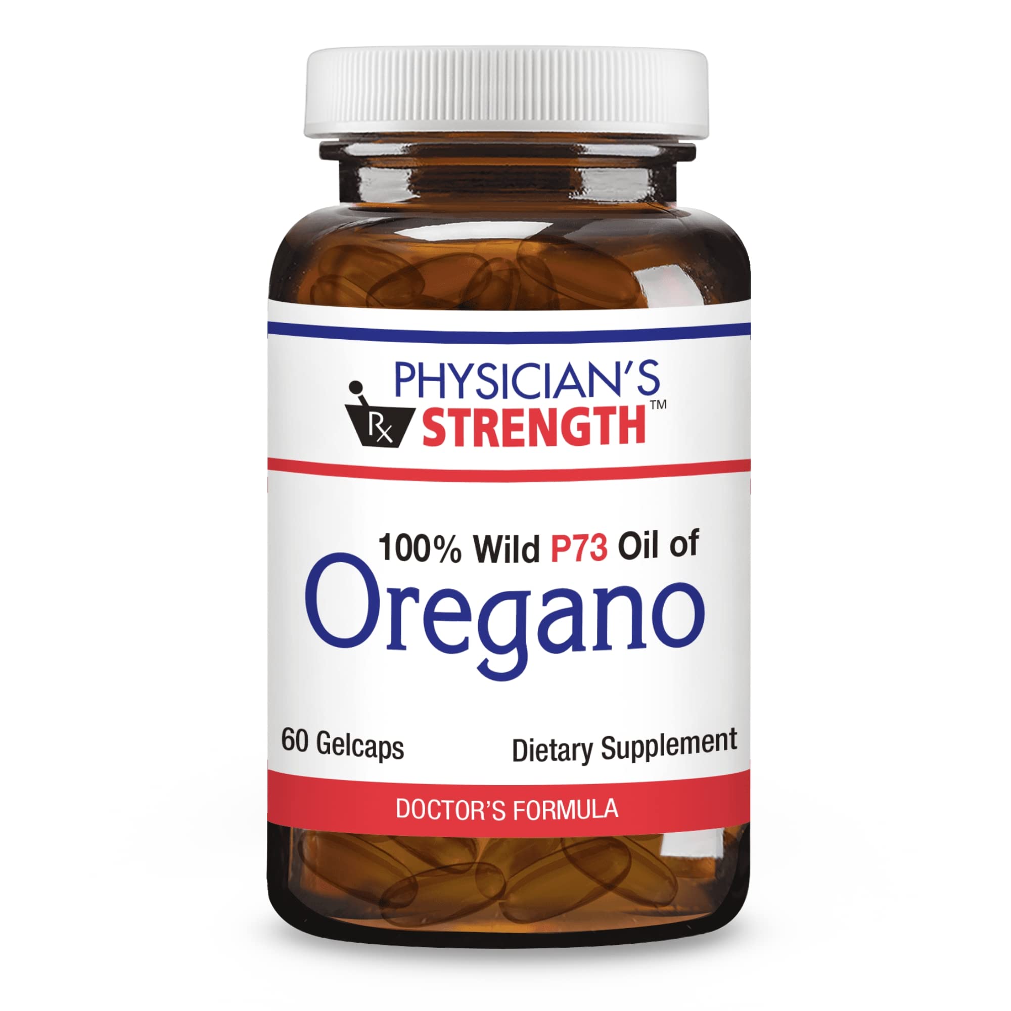 Physician’s Strength gelcaps d’origan sauvage près de la bouteille, usage quotidien pratique.