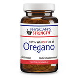 Physician’s Strength gelcaps d’origan sauvage près de la bouteille, usage quotidien pratique.